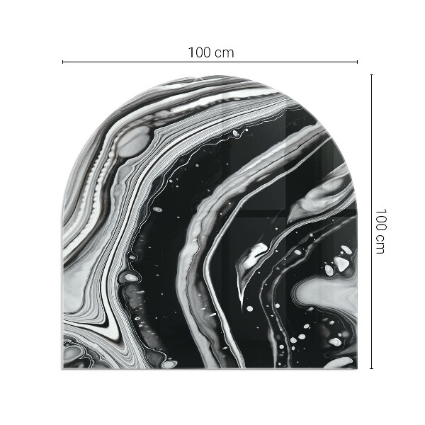 Plaque de sol demi-ovale en verre Motifs abstraits ondulés et linéaires