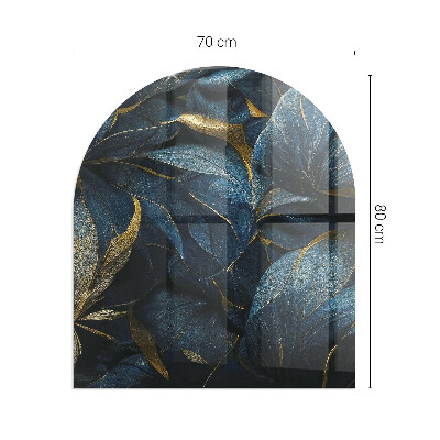 Plaque demi-ovale en verre pour poêle Feuilles élégantes dans la structure