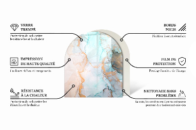 Plaque demi-ovale en verre pour poêle Béton brut dans un style minimaliste
