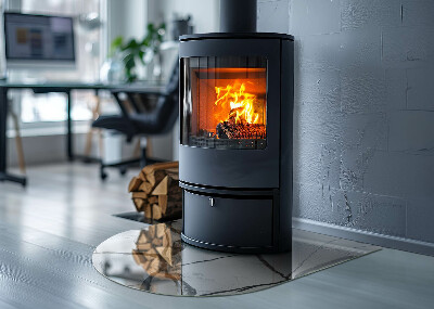 Plaque verre demi-ronde cheminée Les veines du marbre dans un style élégant