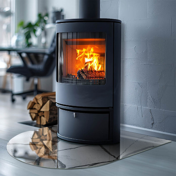 Plaque verre demi-ronde cheminée Les veines du marbre dans un style élégant