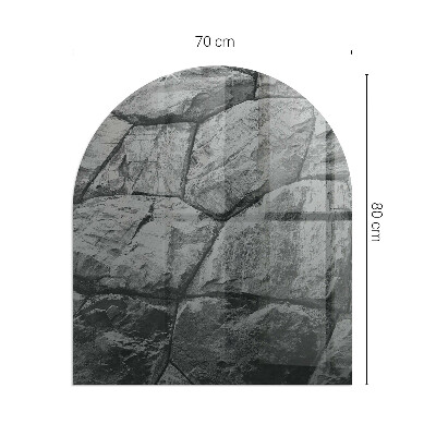 Plaque demi-ovale en verre pour poêle Style pierre en version naturelle