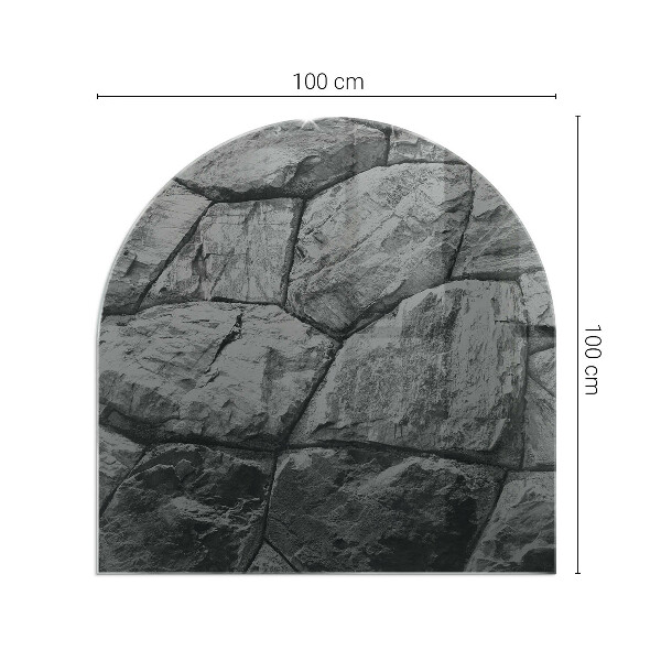 Plaque demi-ovale en verre pour poêle Style pierre en version naturelle