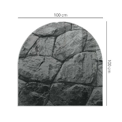 Plaque demi-ovale en verre pour poêle Style pierre en version naturelle