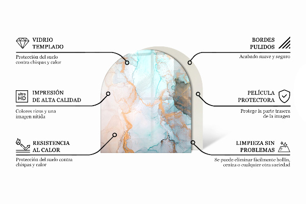 Plaque de sol demi-ovale en verre Style marbre avec veinage délicat