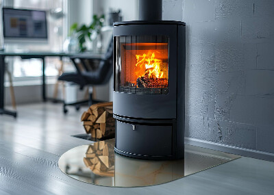 Plaque demi-ovale en verre pour poêle Motif abstrait en marbre