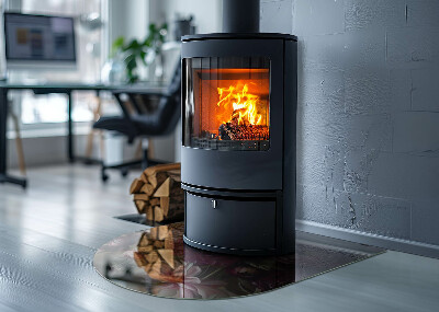 Plaque de sol demi-ovale en verre Détails floraux en pleine floraison