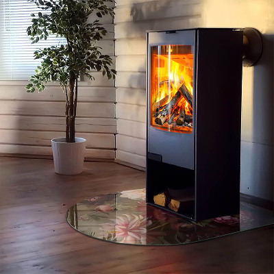 Plaque de sol demi-ovale en verre Détails floraux en pleine floraison