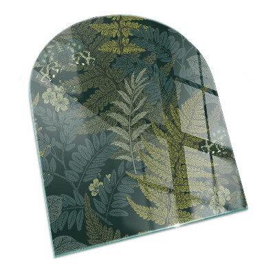 Plaque verre demi-ronde cheminée Motifs végétaux avec des papillons