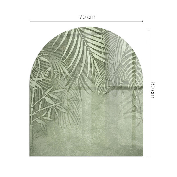 Plaque demi-ovale en verre pour poêle Feuilles tropicales en arrière-plan