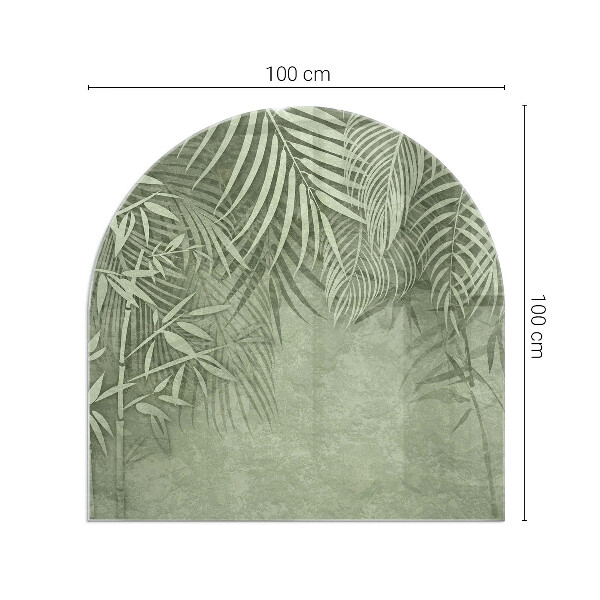 Plaque demi-ovale en verre pour poêle Feuilles tropicales en arrière-plan