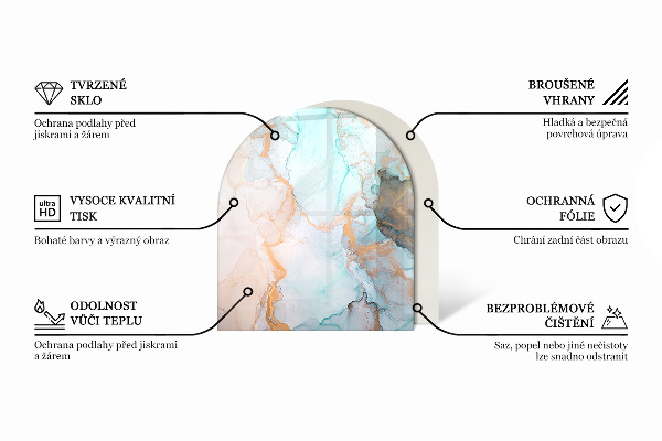 Plaque verre demi-ronde cheminée Couleur de la mer