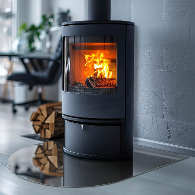 Plaque demi-ovale en verre pour poêle Couleur gris-brun