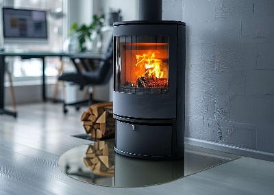 Plaque demi-ovale en verre pour poêle Couleur olive