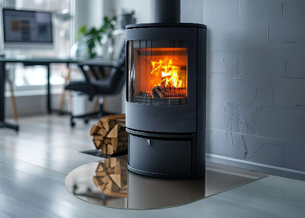 Plaque demi-ovale en verre pour poêle Couleur marron