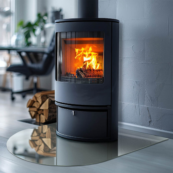 Plaque demi-ovale en verre pour poêle Couleur vert clair