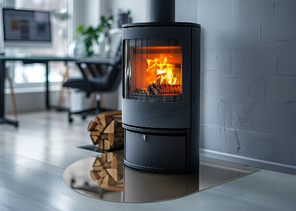 Plaque verre demi-ronde cheminée Couleur marron