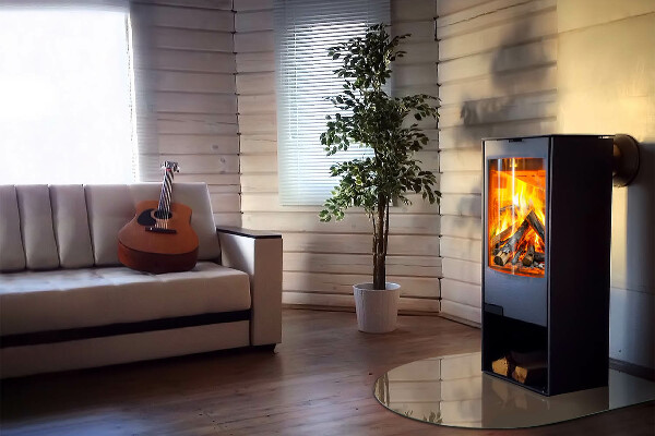 Plaque verre demi-ronde cheminée Couleur marron