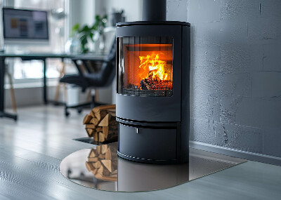 Plaque demi-ovale en verre pour poêle Couleur marron clair