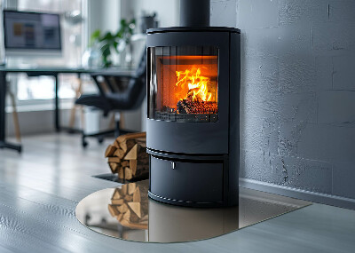 Plaque verre demi-ronde cheminée Couleur beige