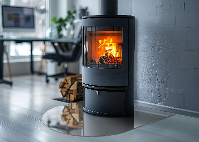 Plaque verre demi-ronde cheminée Couleur gris clair