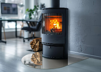 Plaque demi-ovale en verre pour poêle Couleur beige