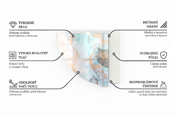 Plaque d’angle en verre pour poêle Structure en béton avec effet