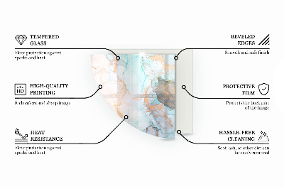 Plaque d’angle en verre pour poêle Motif organique en marbre