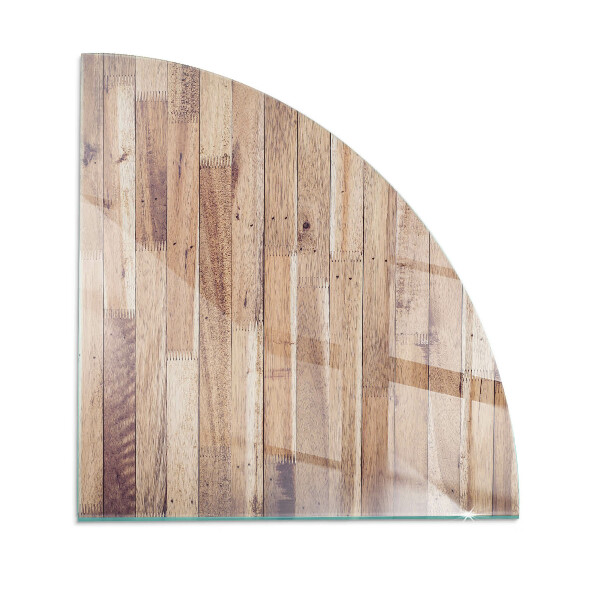 Plaque verre d’angle cheminée Motif en bois à disposition géométrique