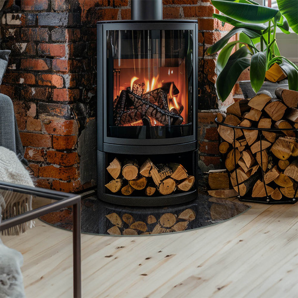 Plaque de sol en verre angle poêle Modèle de structure rocheuse