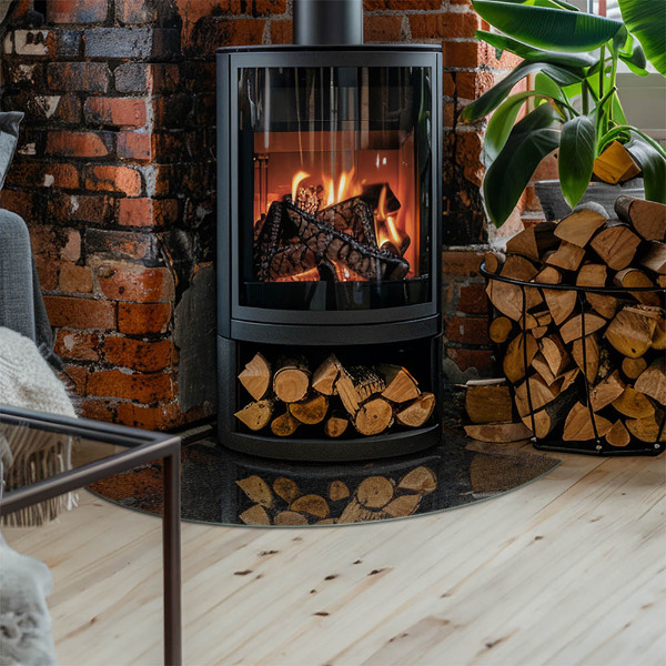 Plaque verre d’angle cheminée Modèle de structure de pierre