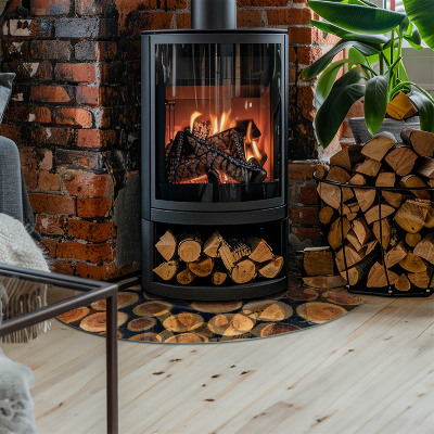 Plaque verre d’angle cheminée Boîte à cadre en bois