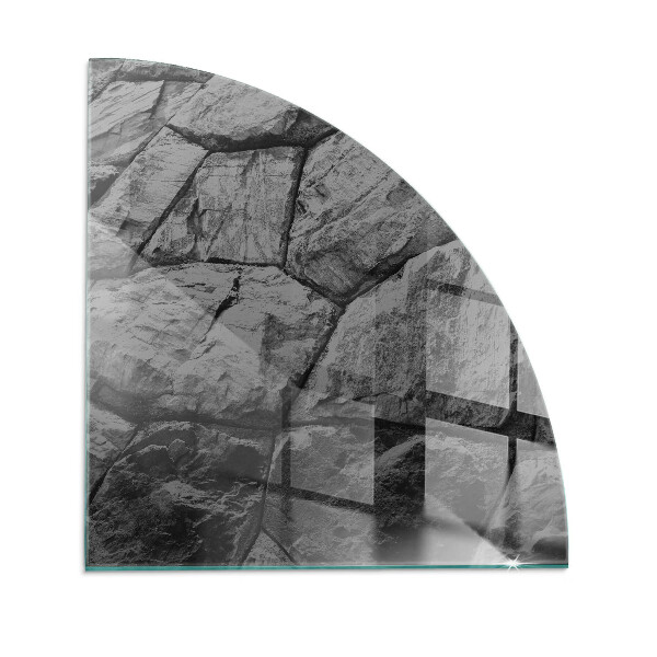 Plaque d’angle en verre pour poêle Style pierre en version naturelle