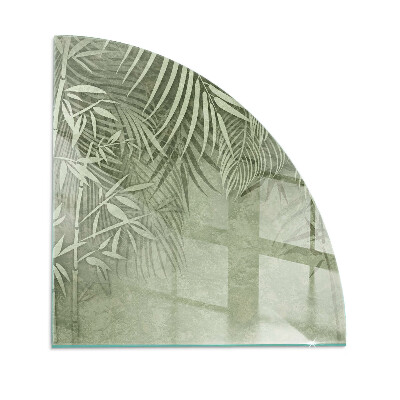 Plaque d’angle en verre pour poêle Feuilles tropicales en arrière-plan