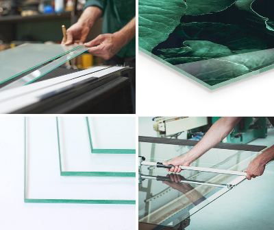 Plaque d’angle en verre pour poêle Feuilles tropicales en arrière-plan