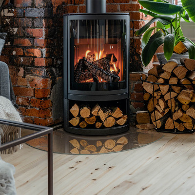 Plaque verre d’angle cheminée Couleur marron