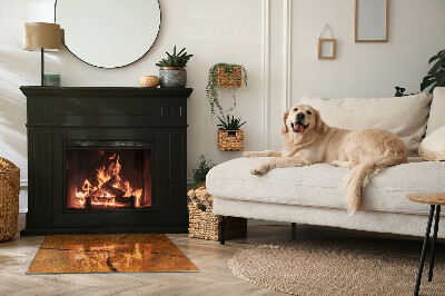 Plaque rectangulaire en verre pour poêle Bois en coupe transversale avec grain naturel