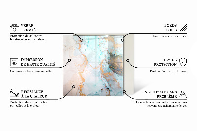 Plaque rectangulaire en verre pour poêle formes de nuages ​​abstraites dans les solides
