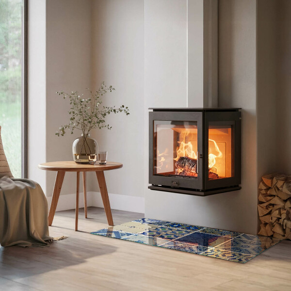 Plaque rectangulaire en verre pour poêle Motifs en céramique en arrière-plan