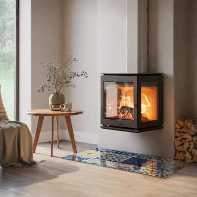 Plaque rectangulaire en verre pour poêle Motifs en céramique en arrière-plan