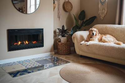 Plaque rectangulaire en verre pour poêle Motifs en céramique en arrière-plan
