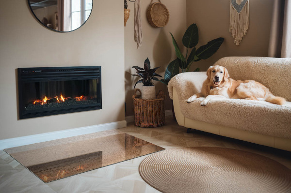 Plaque verre rectangulaire cheminée Motif inspiré du bois