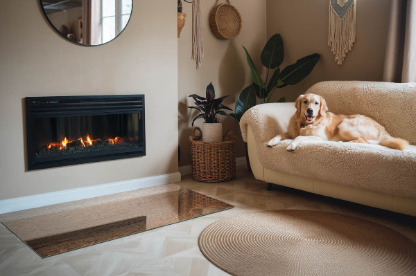 Plaque verre rectangulaire cheminée Motif inspiré du bois