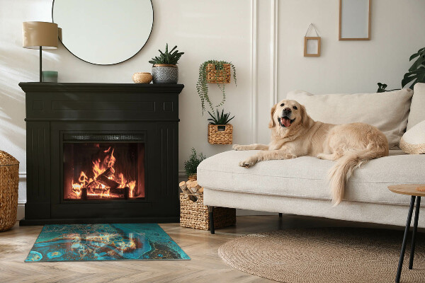 Plaque de sol rectangulaire en verre Motif organique dans un style abstrait