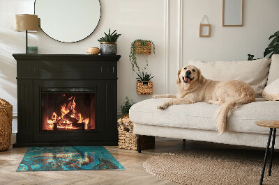 Plaque de sol rectangulaire en verre Motif organique dans un style abstrait