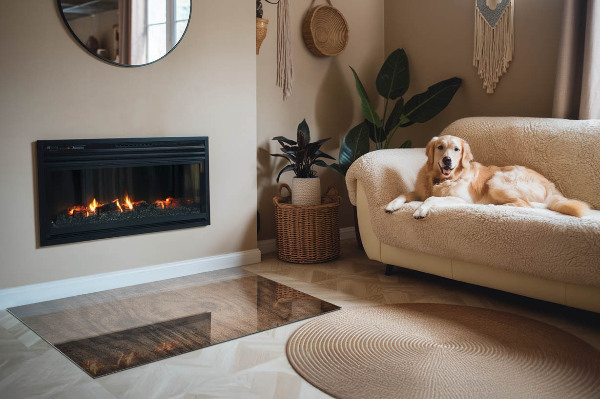 Plaque de sol rectangulaire en verre Motif en bois de pin