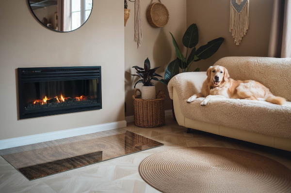 Plaque de sol rectangulaire en verre Motif en bois de pin