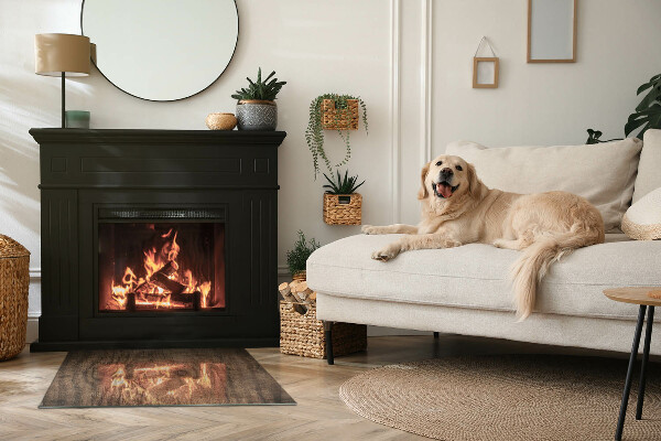 Plaque de sol rectangulaire en verre Motif en bois de pin