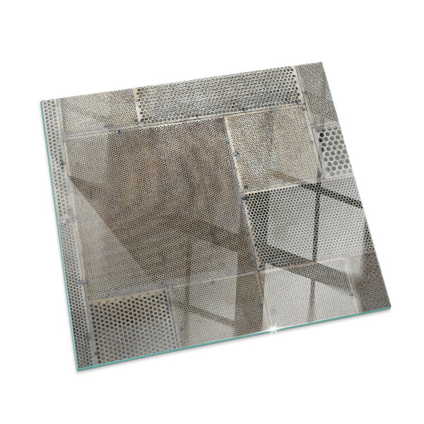 Plaque rectangulaire en verre pour poêle Motif en acier perforé