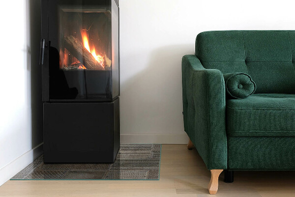 Plaque rectangulaire en verre pour poêle Motif en acier perforé